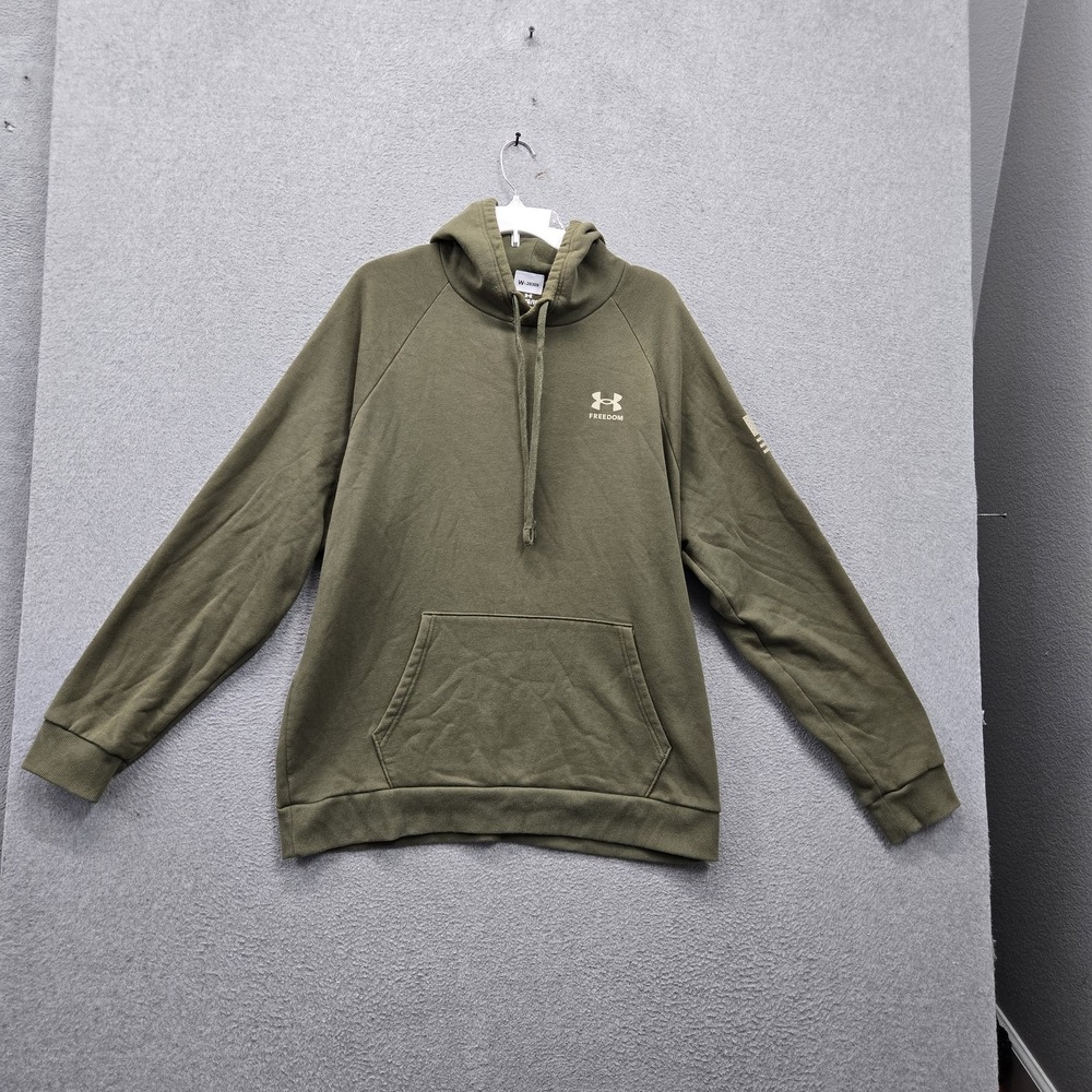 Under Armour Men Hoodie XL Green Freedom USA American Flag Logo Graphic Fleece